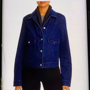 Denim jacket with removable knit trim